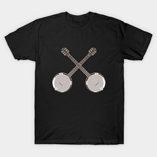 Banjo - Crossed Banjos T-Shirt by Kudostees